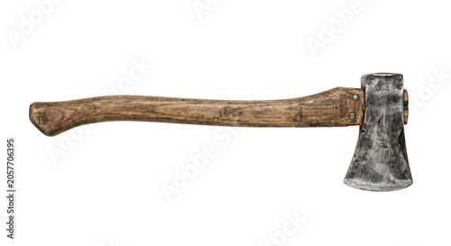 Obraz na plátně Vintage woodcutting axe with weathered handle and sharp metal blade