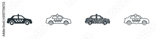 Foto Collection of four taxi icons in different styles and levels of detail