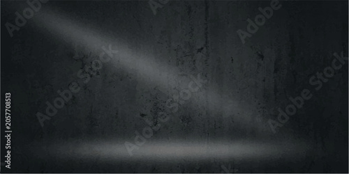 Foto A dramatic spotlight illuminates a textured, dark concrete wall, creating an intense atmosphere of mystery and anticipation, evoking a sense of drama and suspense
