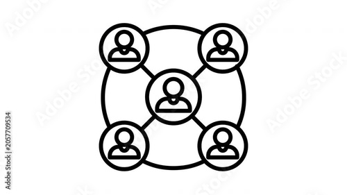 Social network user connection line art animation for global business communication and team collaboration