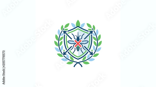 Cuadro en lienzo Mosquito Protection Shield Symbol with Laurel Wreath