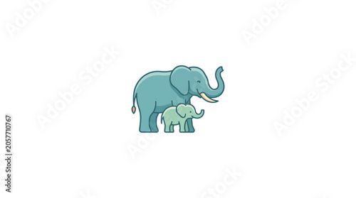 Photography Mother and Baby Elephant Illustration