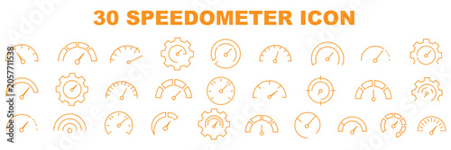 Canvas Print speedometer gauge dial icons dashboard meter and tachometer vector graphics set