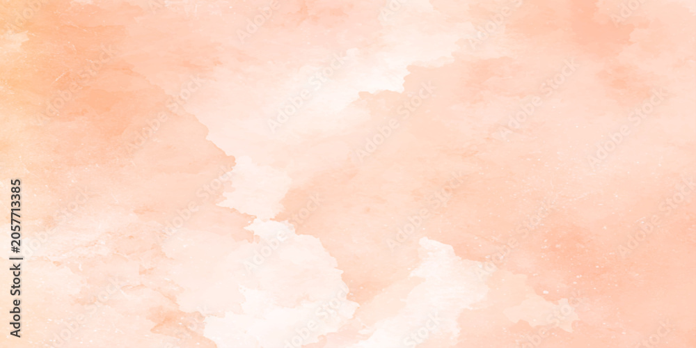 Obraz premium Soft beautiful and elegant peach watercolor background with white clouds and grunge texture or watercolor stains