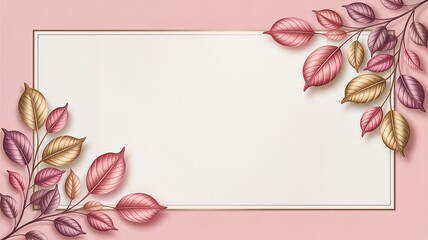 Pink framed frame with autumn leaves border