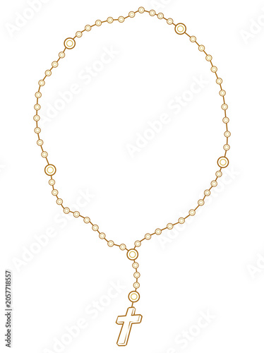 Terço dourado vetorial em formato circular em fundo transparente sem fundo