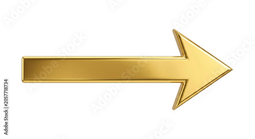 Shiny golden arrow pointing to the right, symbolizing progress and success