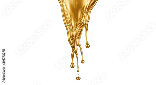 Obraz na plátně Viscous golden liquid pouring and dripping with metallic sheen
