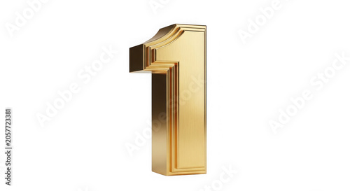 Golden number 1 one metal shiny