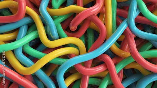 Abstract colorful intertwined strands creating an intricate network background