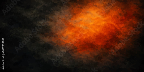 Εκτύπωση καμβά Abstract fire explosion with flames, smoke and glowing light in a dark backgroun