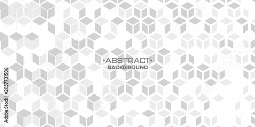 Abstract vector white and gray geometric background with isometric cubes pattern