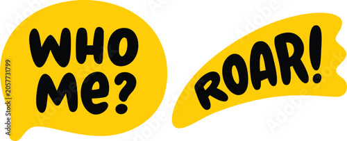 Premium quality icon set 'who me ' and 'roar ' speech bubbles vector graphics