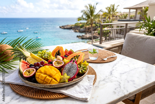 Fresh Tropical Fruit Platter at Luxury Resort Breakfast