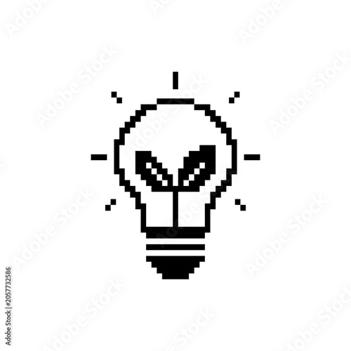 Pixel art eco bulb icon