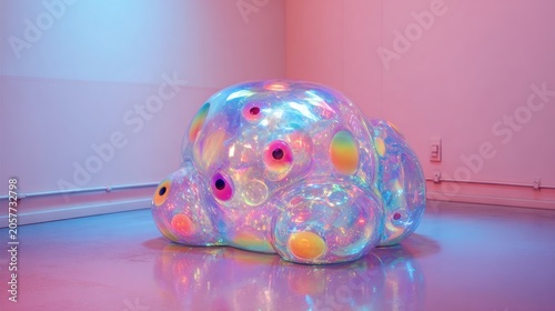 Abstract colorful blob illuminated in neon lighting