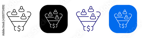 Bild auf Leinwand Sales funnel with users and money for lead conversion and revenue flow