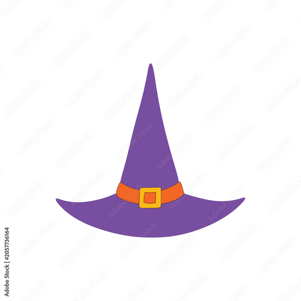Fototapeta premium Purple witch hat with orange belt for halloween