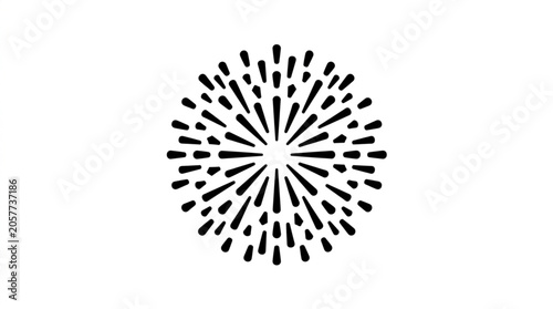 Abstract burst of radiating lines forming a circular pattern.