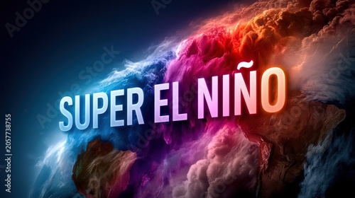 Super El Niño Phenomenon Concept with Earth and Atmospheric Colors