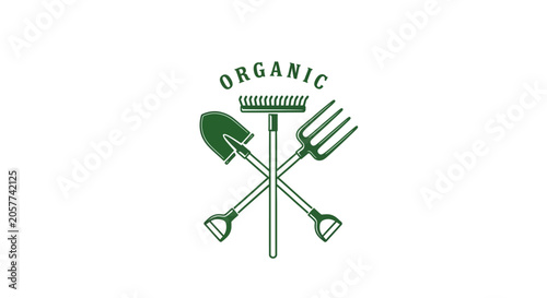 Organic gardening tools logo design.