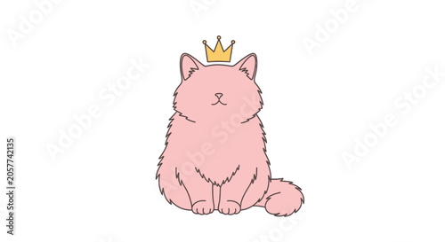 Tableau sur toile Pink cat wearing a crown.