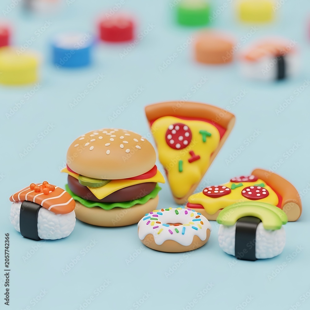 Fototapeta premium Colorful cupcakes with sprinkles on pastel background.