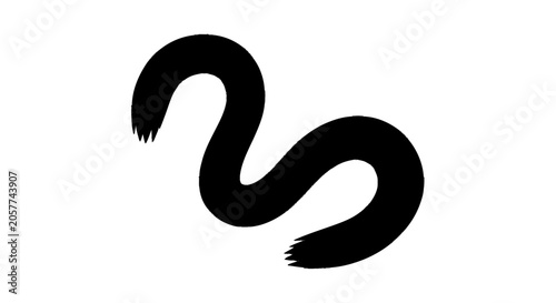 Black silhouette of a predatory creature with sharp fangs and coiling 