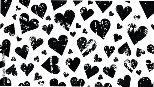 Photos Heart shaped pattern with distressed texture on a white background