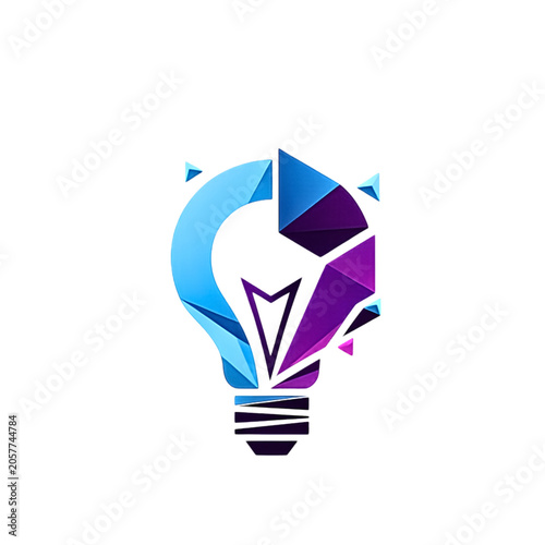 Abstract geometric light bulb logo with vibrant colors