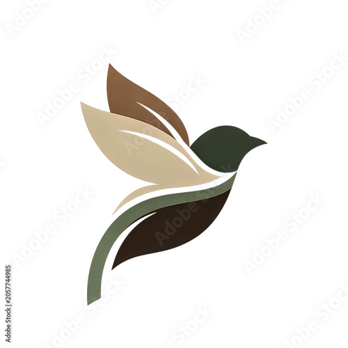 Abstract bird logo with earthy tones and minimalist design
