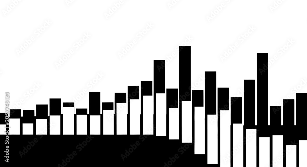 Obraz premium Abstract black and white bar chart graphic representing data visualization and growth trends.