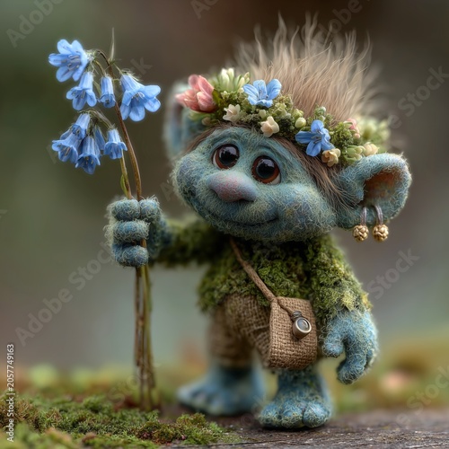 Dreamy Bluebell Forest Troll