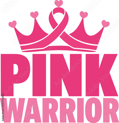 Quadro su tela Empowering pink warrior design featuring a symbolic crown adorned with a breast