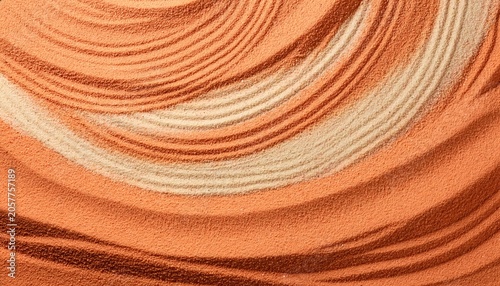 Orange and beige wavy lines pattern in sand texture