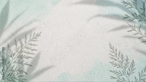 Soft sunlight breathing pulse over botanical shadow and watercolor loop / 木漏れ日の光が呼吸のように優しく明滅するグリーン調の癒やし抽象ループ 3