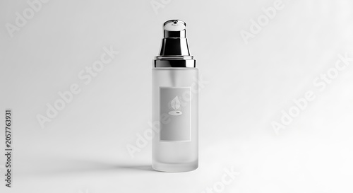 White plastic spray bottle on plain background.