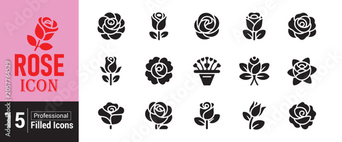 Photos Set of rose icon vector collection