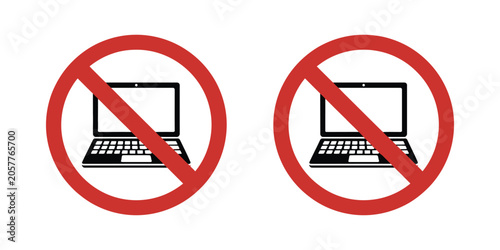 Quadro em tela No laptop and computer icon set forbidden technology device symbols representing