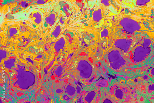 Turkish Ebru Marbling Art with Vivid Abstract Color Patterns