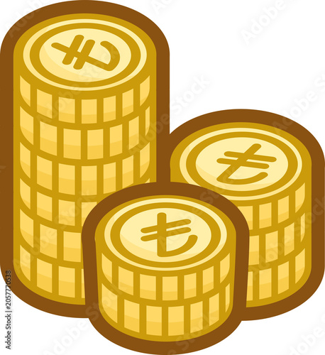 фотографія Stacks of gold Turkish Lira TRY ₺ coins