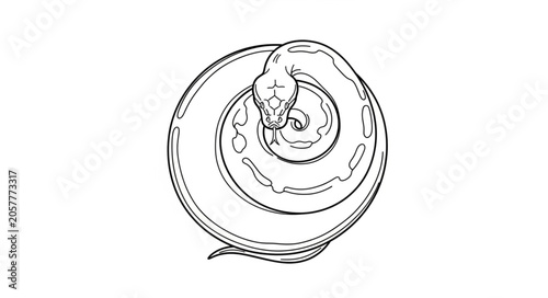 Bild auf Leinwand Coiled Snake Line Art Illustration.