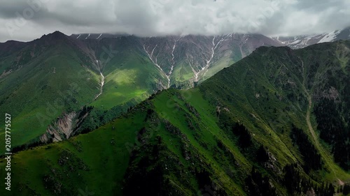 Aerial Mountains landscape in Kazakhstan