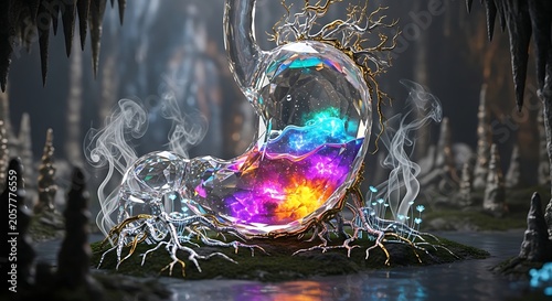 Abstract digital art with glowing fractal patterns and cosmic colors.