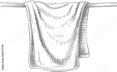 Bilde på lerret Hand-drawn of a towel hanging on a rod