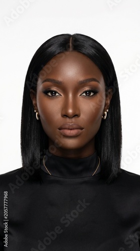 Portrait of Black Woman, Confident Natural Beauty Isolate