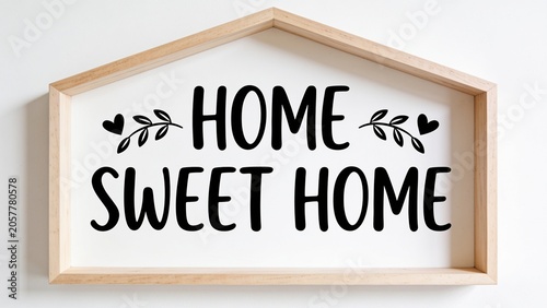 features a minimalist and stylish wall decor piece shaped like a house. The frame is made of light wood, 