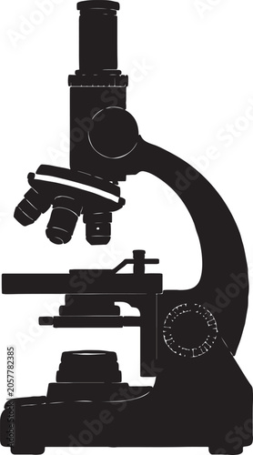 Принти на полотні Silhouette of a vintage microscope with vintage equipment black and white micros