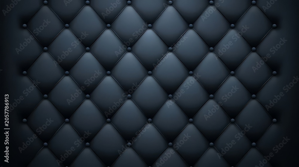 Naklejka premium Dark luxury leather upholstery texture with diamond pattern and buttons for premium interior design and decorative backgrounds.