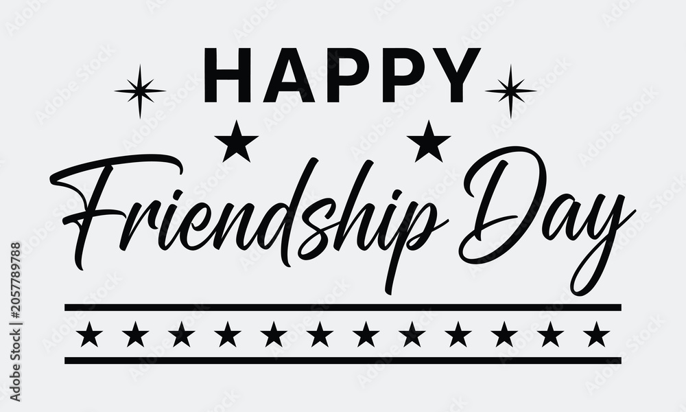 Obraz premium Happy Friendship Day Celebration Lettering Design with Stylish Handwritten Typography and Decorative Elements Vector Illustration